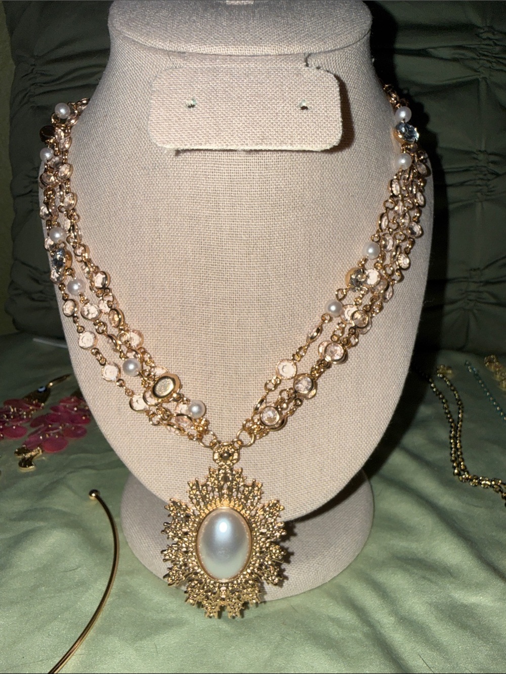 12th Tribe Gold and White Pearl Sunburst Pendant Necklace